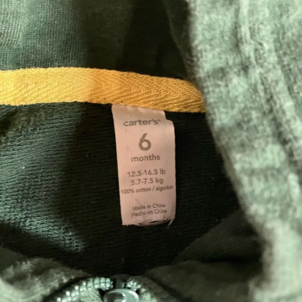 Carter's Green Sweatpants & Hoodie Set with Yellow Accents
